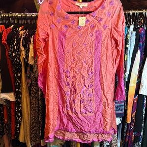 Anita Dongre Asymmetrical Pink 3/4 Sleeve Tunic